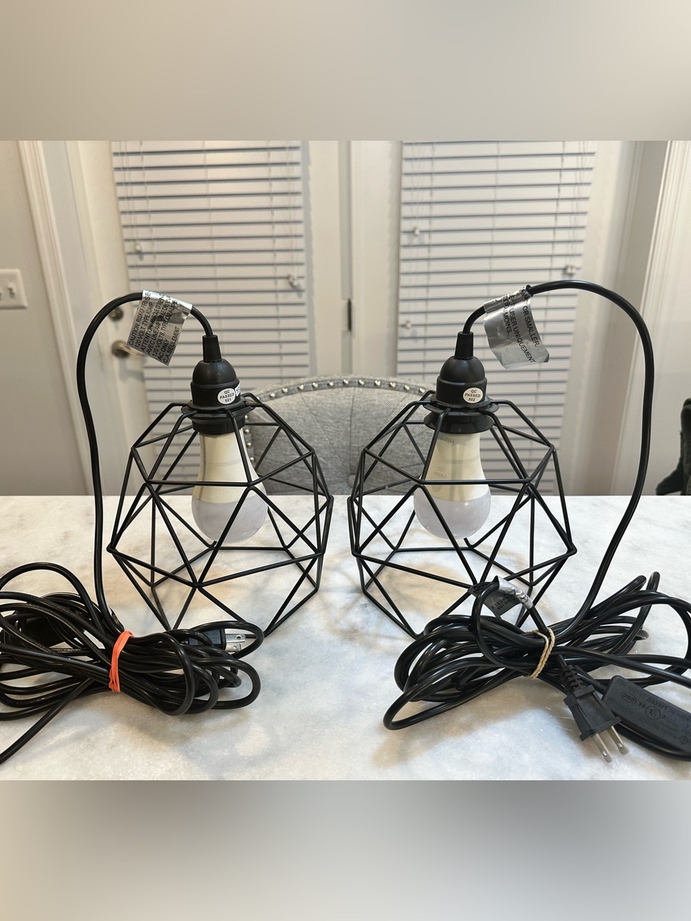 IKEA Black Cage Cable Pendant Lamps - Set of 2